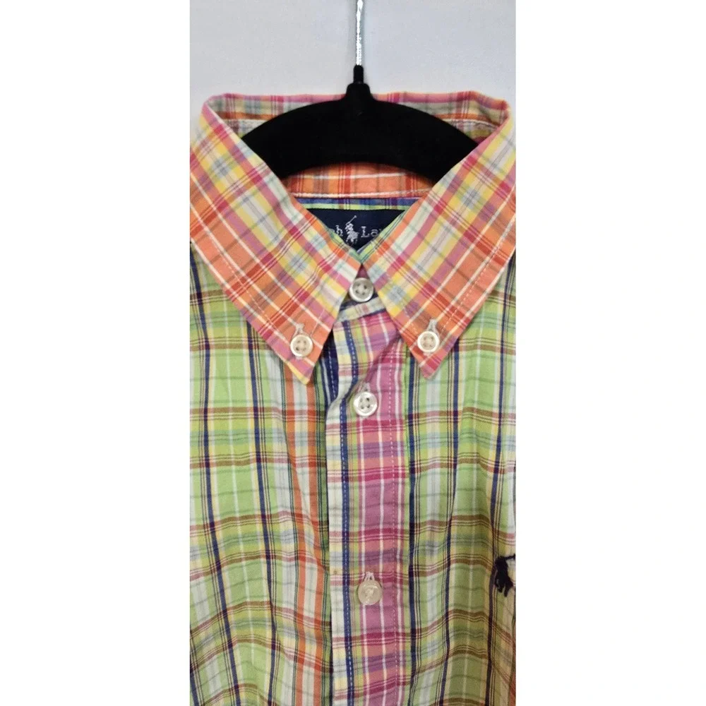 Ralph Lauren boys 5 plaid‎ button down short sleeve shirt preppy upscale casual